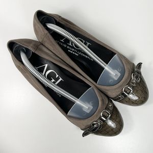 AGL Suede Animal Print Ballet Flats Cap Toe Women's 36.5 EU 6 US Made in Italy